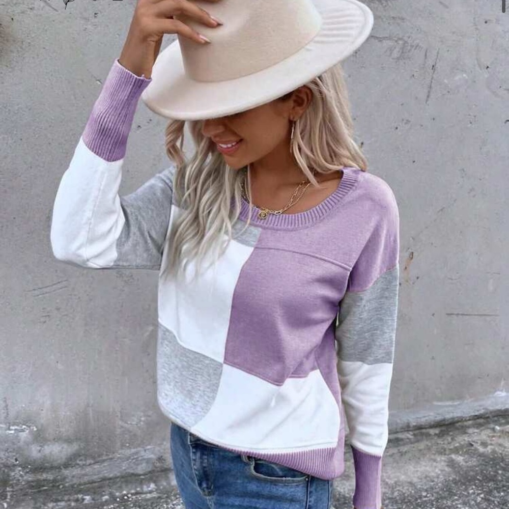 SHEIN Lavender Colorblock Sweater Size Small